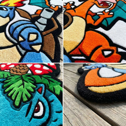 Pokémon Charizard, Blastoise & Venusaur Plush Non-Slip Area Rug – Soft Anime Floor Mat