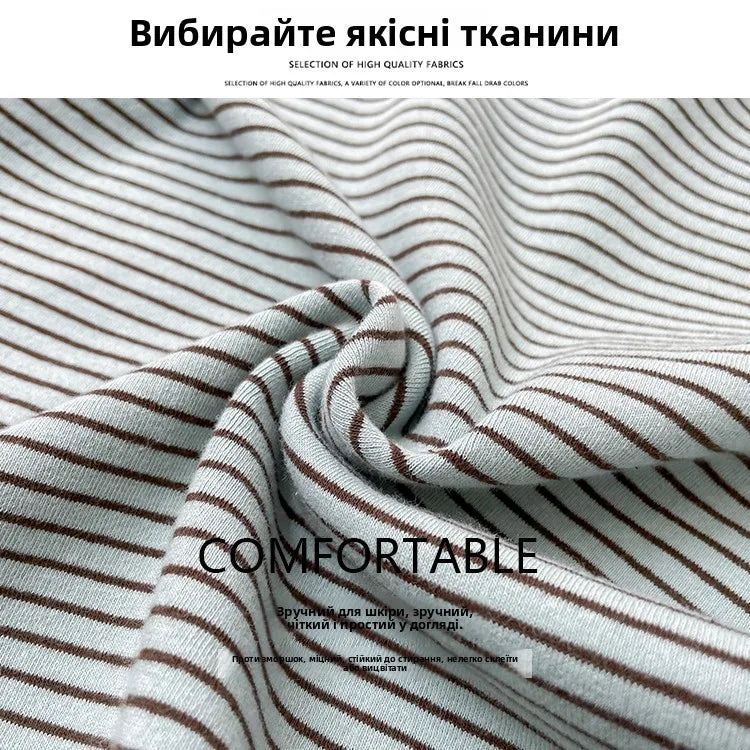 T-shirt rayé rétro à blocs de couleurs pour femmes, à manches longues, col rond, ourlet asymétrique en coton, chemise décontractée de base