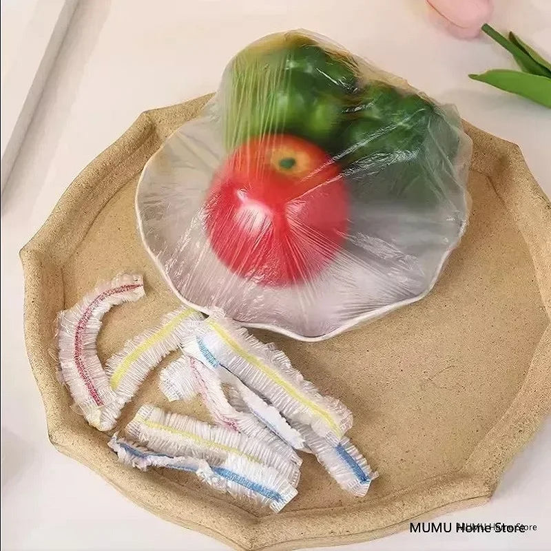 Colorful Disposable Food Cover – Food Grade Elastic Plastic Wrap Lids, Stretch Bowl Covers & Fresh Keeping Bags for Fruits, Food Storage, Kitchen Organization & Dust Protection