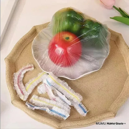 Colorful Disposable Food Cover – Food Grade Elastic Plastic Wrap Lids, Stretch Bowl Covers & Fresh Keeping Bags for Fruits, Food Storage, Kitchen Organization & Dust Protection