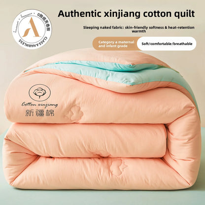 100% Cotton Filled Comforter – Soft Lightweight Warm Winter Quilt for Autumn & Cold Weather Bedding