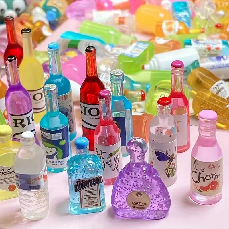 50 mini bouteilles de boisson miniatures – Décorations DIY de petites bouteilles de vin pour l'artisanat miniature et les coques de téléphone