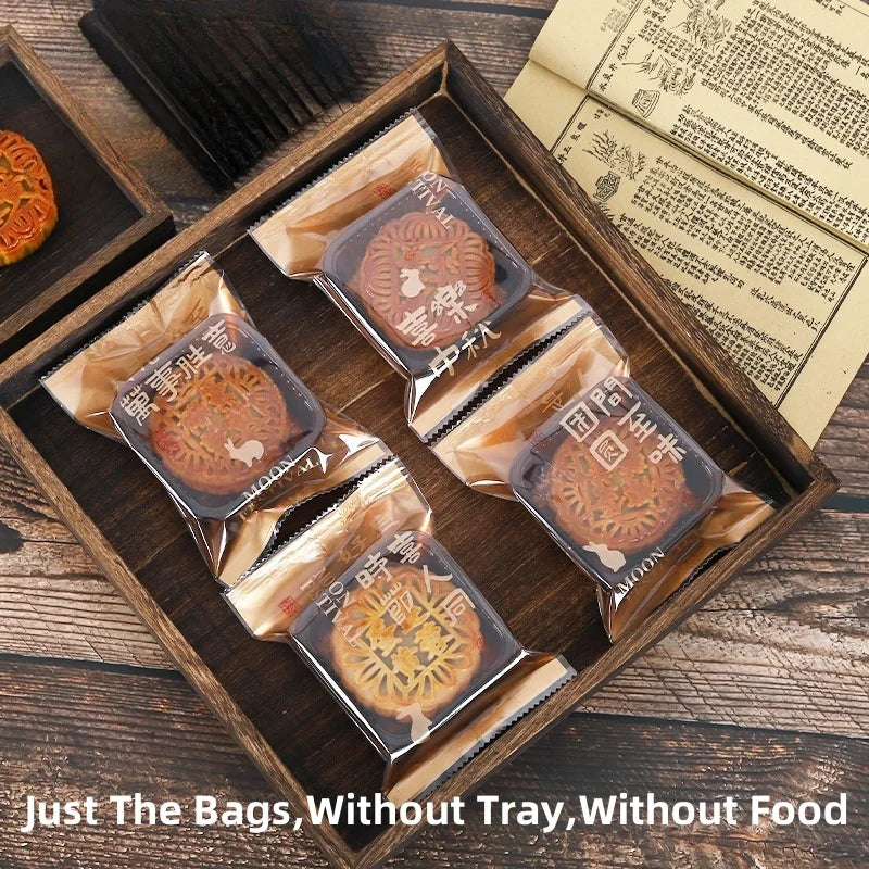LBSISI Life 100 bolsas para galletas de luna – Bolsas de plástico transparentes para empaques de regalo caseros para festivales, galletas y crujientes de yema de huevo