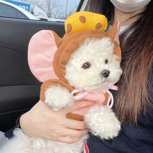 Autumn & Winter Cat & Dog Hoodie – Warm Fleece Animal Cosplay Overalls for Small Dogs, Yorkies & Kittens, Cute Halloween Pet Clothes