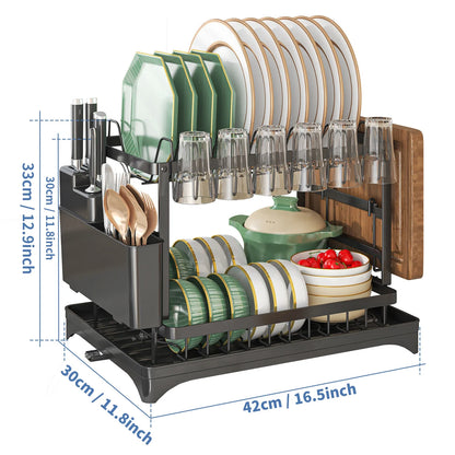Stainless Steel Dish Drying Rack – Hygienic Residue-Free Kitchen Organizer with Premium Carbon Steel Construction, Space-Saving & Quick-Dry Design