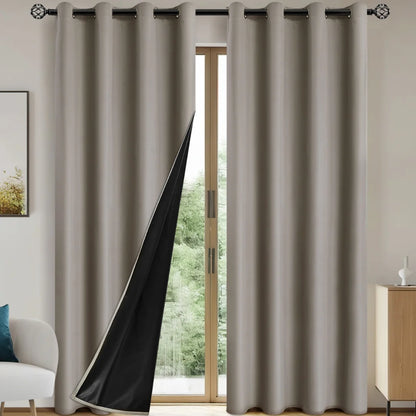 100% Blackout Grommet Curtain Panel – Total Privacy Window Drapes for Bedroom & Living Room