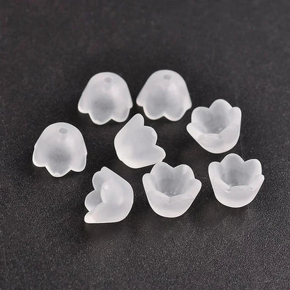 50 à 200 perles de fleurs en acrylique transparent – Perles tulipe et muguet pour la fabrication de bijoux, bracelets, colliers et projets d'artisanat