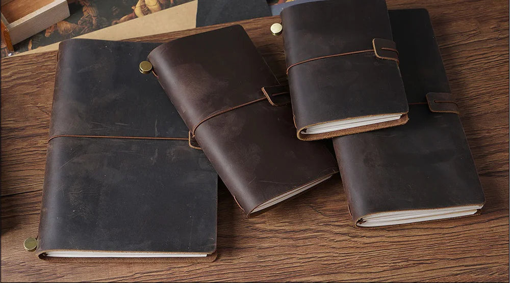 Genuine Leather Refillable Travel Journal – Handmade Retro Diary, Sketchbook & Notebook