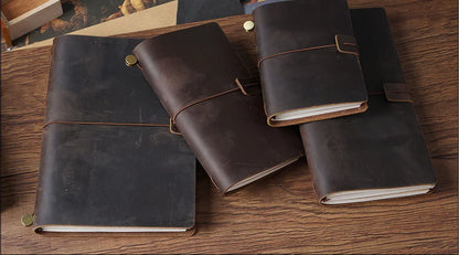 Genuine Leather Refillable Travel Journal – Handmade Retro Diary, Sketchbook & Notebook