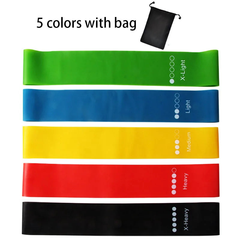 Lot de 5 bandes de résistance pour yoga – Bandes élastiques de Pilates pour musculation, étirements, entraînement musculaire et exercices de fitness à domicile