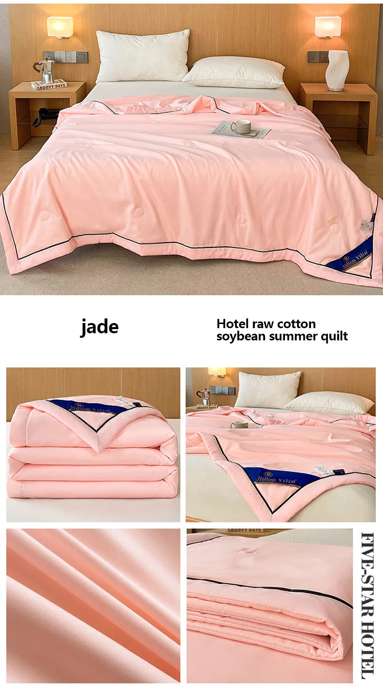 Couverture rafraîchissante de luxe d'été – Couverture climatisée en coton brut doux et fibre de soja pour adultes et enfants