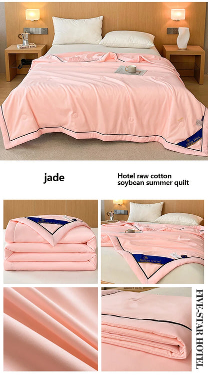 Couverture rafraîchissante de luxe d'été – Couverture climatisée en coton brut doux et fibre de soja pour adultes et enfants