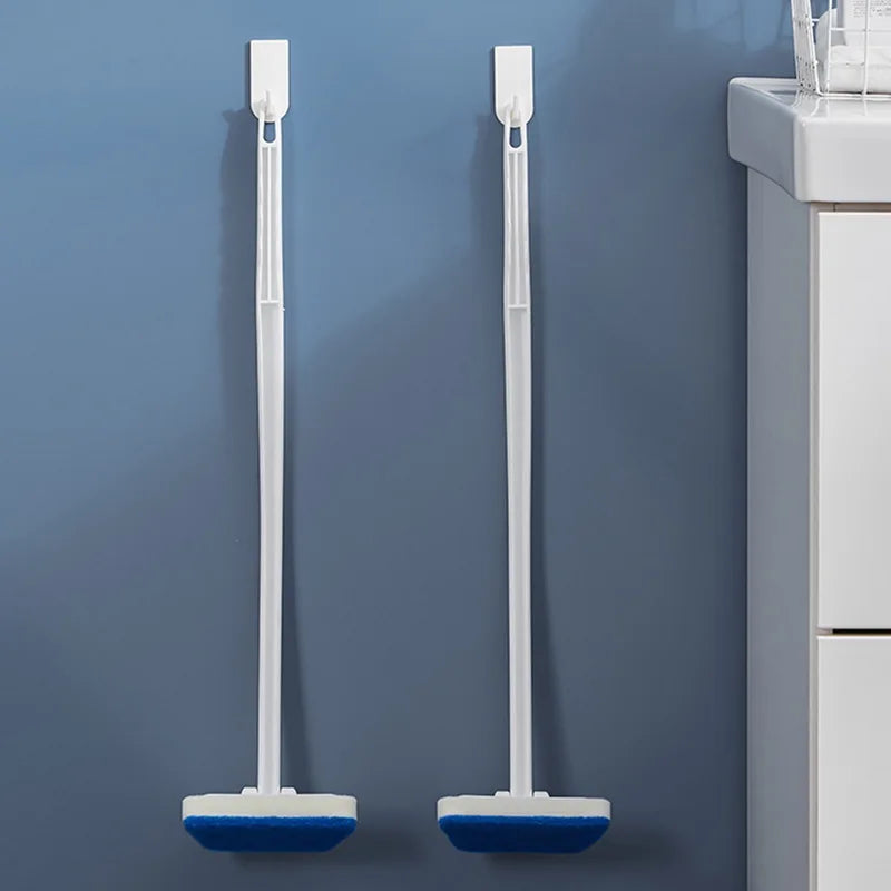 Brosse de nettoyage éponge de salle de bain – Outil de récurage multifonctionnel à long manche, brosse éponge amovible pour le nettoyage en profondeur des sols, baignoires, carrelages en céramique et surfaces domestiques