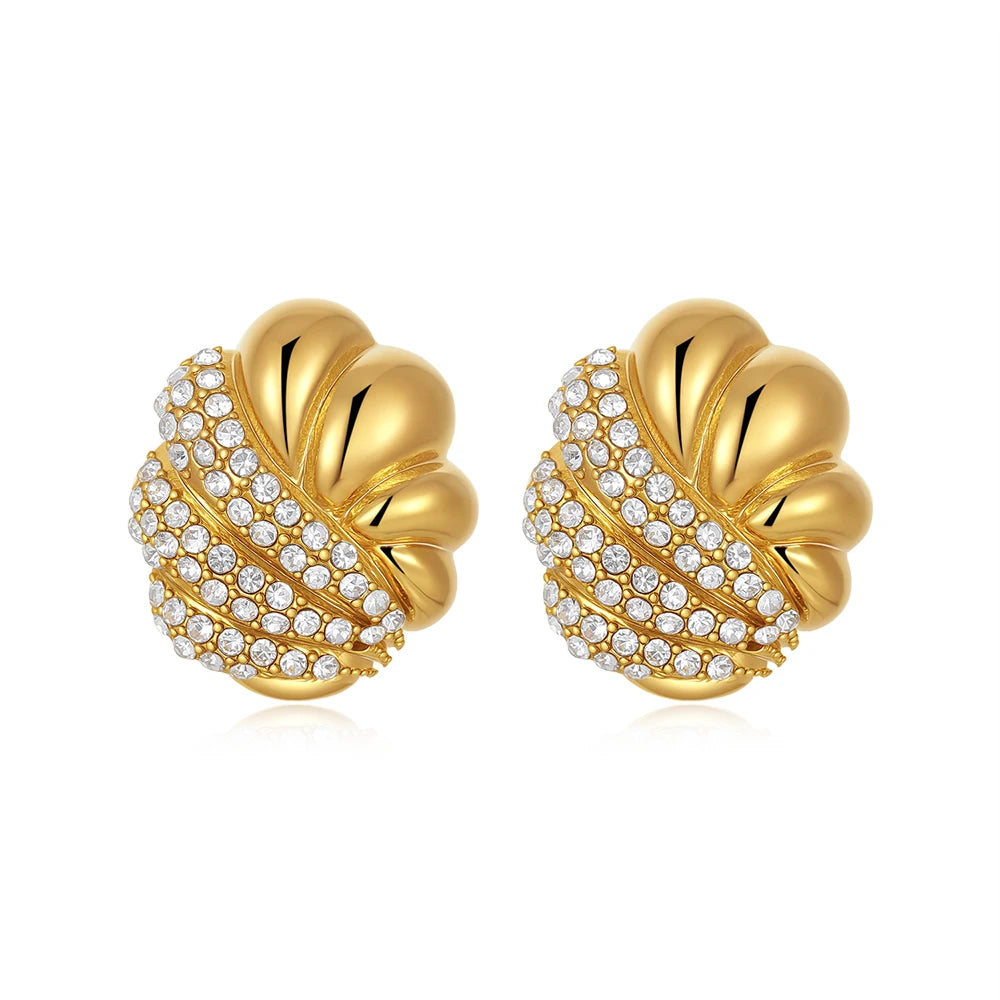 Pendientes de Moda Llamativos de Acero Inoxidable Chapado en Oro Círculo Geométrico Retorcido Vintage para Mujer