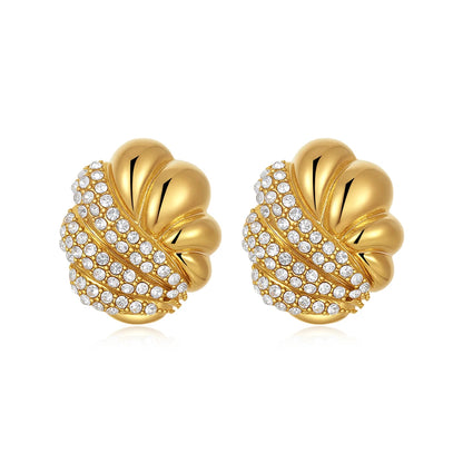 Pendientes de Moda Llamativos de Acero Inoxidable Chapado en Oro Círculo Geométrico Retorcido Vintage para Mujer