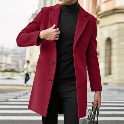 Men’s Wool-Blend Trench Coat – Fashionable Casual Business Overcoat, Leisure Outerwear with Punk-Inspired Style