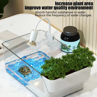 Transparent Turtle Tank with Basking Area – Ecological Reptile Terrarium Habitat with Sunbathing & Climbing Platform for Aquatic Turtles