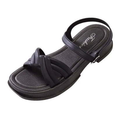 Sandales à talons épais pour femme – Chaussures d'été décontractées à enfiler, sandales mode confortables à talon bas pour un usage quotidien
