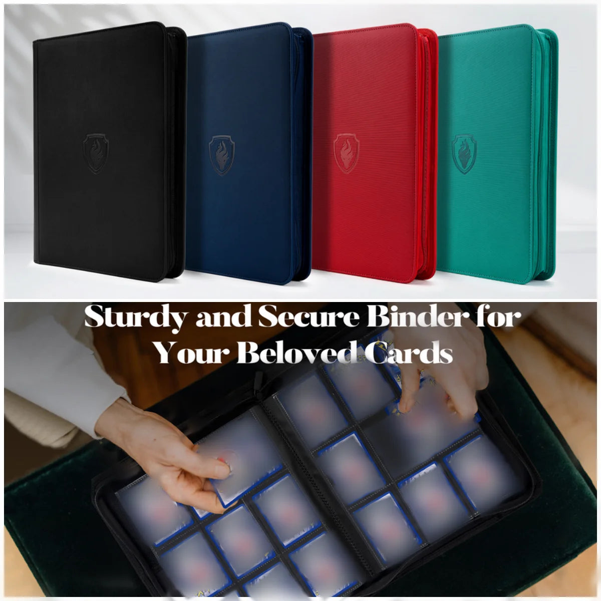 9 Pocket Zipper Trading Card Binder | 360 Card Holder Album with Premium PU Cover & Side-Loading Sleeves
