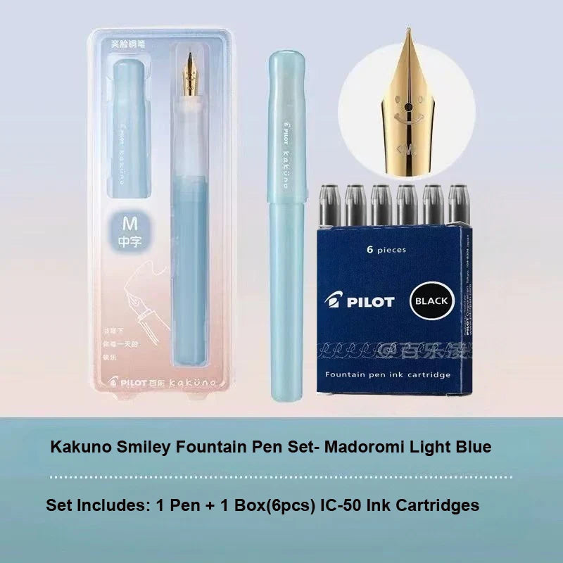 Pluma Estilográfica Pilot Kakuno – Bolígrafo de Escritura Antideslizante Fácil de Usar para Principiantes con Agarre Suave para Caligrafía, Diarios, Oficina y Colección de Papelería