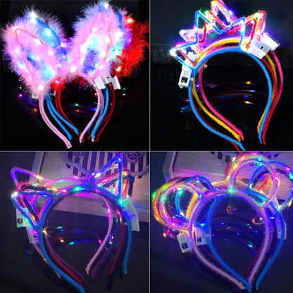 Serre-tête lumineux LED Oreilles de Chat & Lapin – Bandeau lumineux pour Anniversaires, Festivals & Mariages