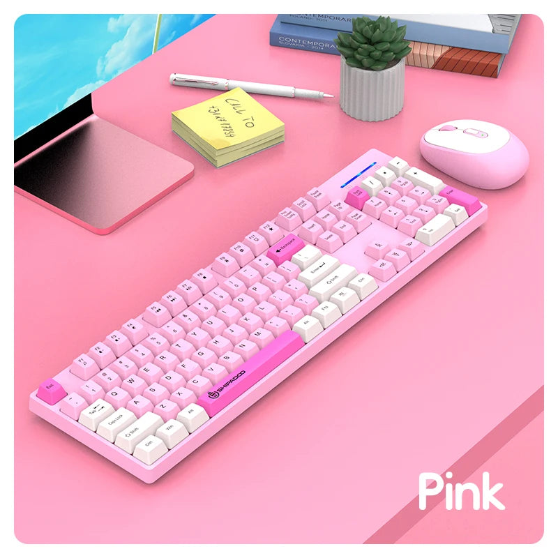 Combinación de teclado y ratón inalámbricos para juegos Shipadoo - Teclado y ratón recargables de 2.4GHz para PC, portátil y oficina