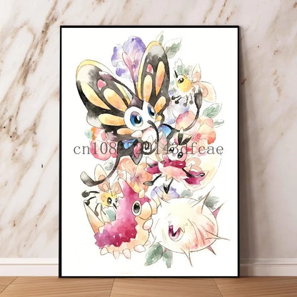 Pokémon Pikachu Canvas Wall Art – Cartoon Poster for Modern Home Living Room Decor