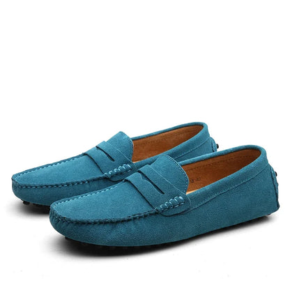 Mocasines de Ante de Cuero Genuino para Hombre – Zapatos de Conducción Casuales Hechos a Mano, Mocasines y Bailarinas Cómodos y a la Moda