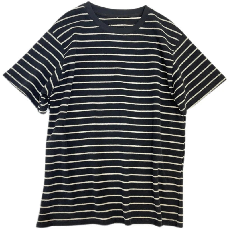 Women’s Korean Style Oversize Striped T-Shirt Loose Casual Short Sleeve Cotton Summer Commute Top