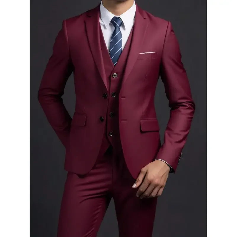 Conjunto de traje de 3 piezas para hombre – Blazer, chaleco y pantalón estilo británico, elegante traje formal de negocios o boda para hombre