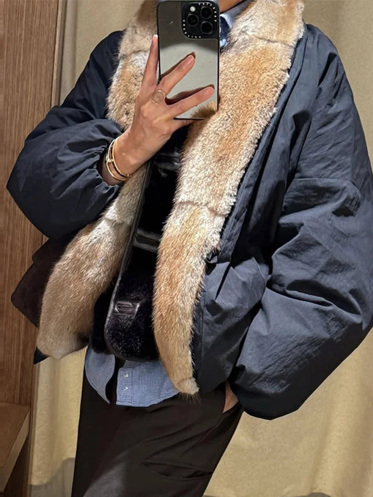 Women's 2026 Winter Thick Padded Coat Faux Fur Collar Long Sleeve Zipper Jacket Oversized Loose Fit Warm Casual Outerwear for Women