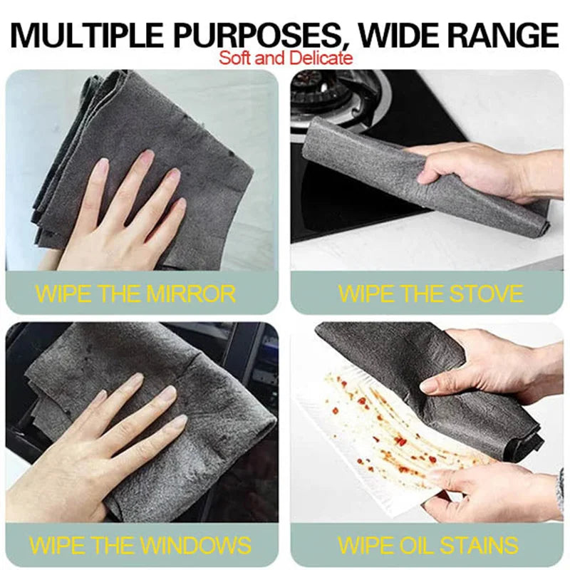 Thick Microfiber Cleaning Cloth – Reusable No Watermark Magic Cleaning Rag, Streak-Free Glass Wipe Towel for Windows, Kitchen, Home & Household Surface Cleaning