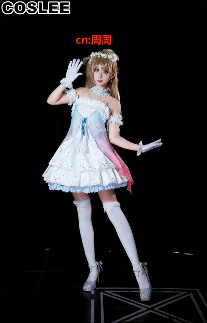 COSLEE LoveLive Aqours “The Dreaming Gate” Cosplay Costume – All Members Blue Singing Dress (Nozomi, Nico, Hanayo, Maki)