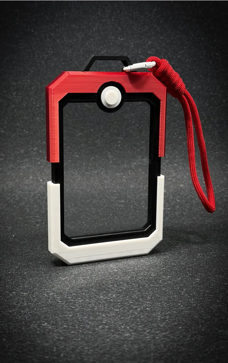 Poké Ball Trading Card Display Case | Hard Protective Card Brick Holder with Lanyard for Pokémon TCG