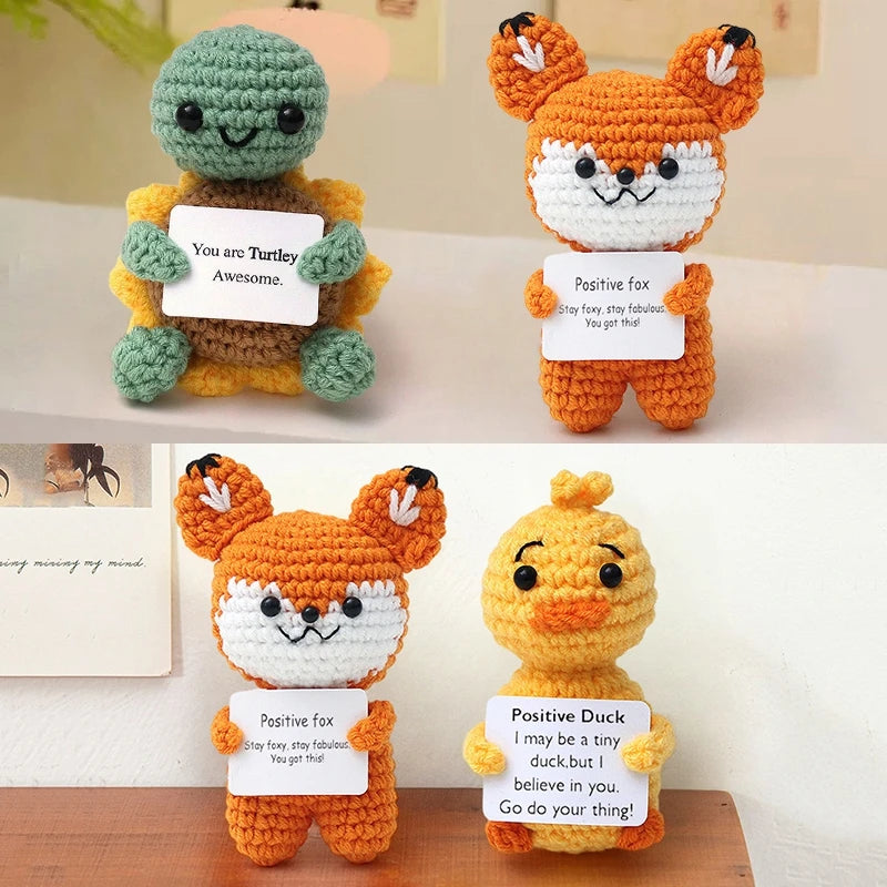 Poupée Pomme de Terre Énergétique Positive au Crochet – Figurine Mignonne en Tricot à Serrer, Artisanat Animalier Kawaii Fait Main au Crochet & Cadeau de Noël