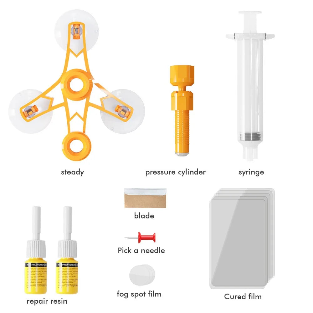 Kit de reparación de grietas para parabrisas – Resina reparadora de chips y grietas de cristales para parabrisas, pantallas y mantenimiento de cristales de automóviles