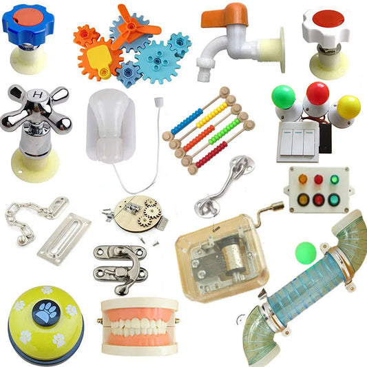 Accesorios Montessori para tablero de actividades DIY – Piezas para tablero sensorial de bebés para el aprendizaje temprano y el desarrollo de habilidades