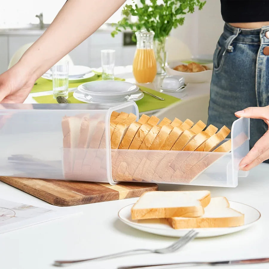 Clear Airtight Bread Box with Lid – Tall Bread Loaf Storage Container for Sandwich & Homemade Bread, Kitchen Food Saver Organizer