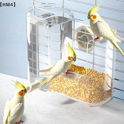 HM4 Automatic Bird Feeder & Water Dispenser – Clear Durable Cage Accessory for Budgies, Cockatiels, Lovebirds & Small Birds