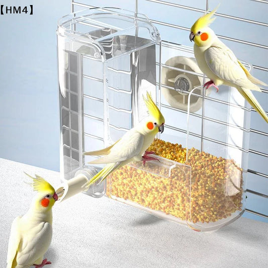 HM4 Automatic Bird Feeder & Water Dispenser – Clear Durable Cage Accessory for Budgies, Cockatiels, Lovebirds & Small Birds