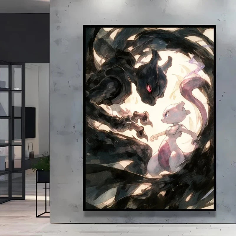 Pokémon Eevee Ink Style Canvas Wall Art – Fantasy Decorative Painting for Home & Room Decor