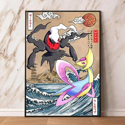 Pokémon Dracaufeu & Tortank Impression sur Toile Décoration Murale Tableau Poster HD pour Salon Maison
