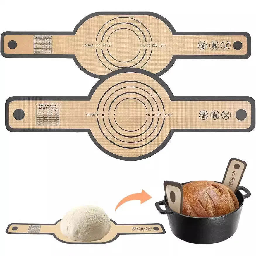 Silicone Bread Sling Mat for Dutch Oven – Reusable Non-Stick Sourdough Baking Sling with Long Handles, Easy-Clean Bread Transfer Liner