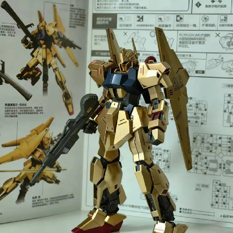 HG 1/144 Hyaku Shiki Champagne Gold Model Kit – Spray-Painted Zeta Mobile Suit Assembly Model, Collectible Mecha Display Decor & Gift