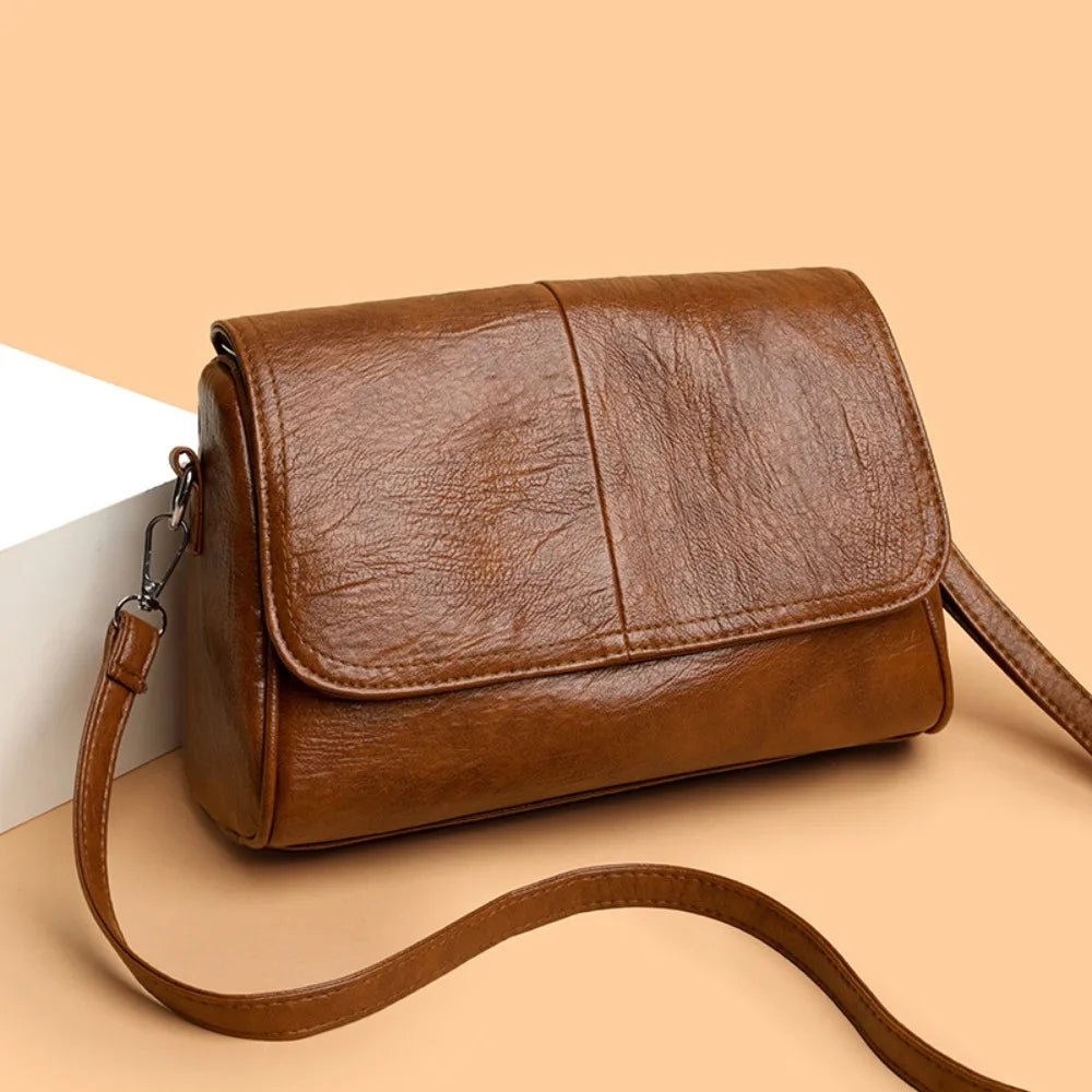 Sac bandoulière en cuir ciré huilé rétro – Sac à main texturé vintage avec rabat élégant, bandoulière réglable, sac à main décontracté classique pour femmes et usage quotidien