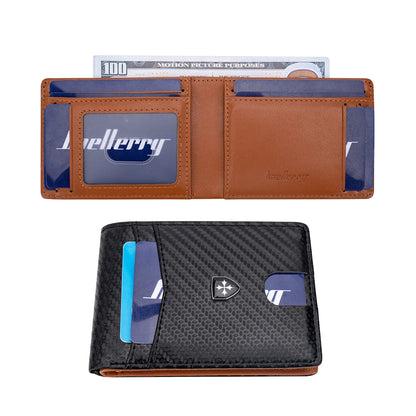 Billetera Delgada de Cuero para Hombre con Clip para Billetes RFID Bloqueo Bolsillo Frontal Tarjetero Bifold