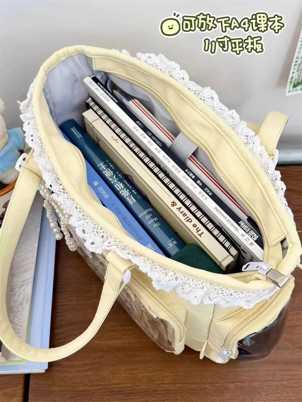 Bolsa Ita Japonesa Y2K para Mujer – Bonito Bolso de Hombro Transparente Lolita, Bolso Cruzado Grande de Exhibición DIY, Cartera de Moda Kawaii para la Escuela, Viajes y Uso Diario