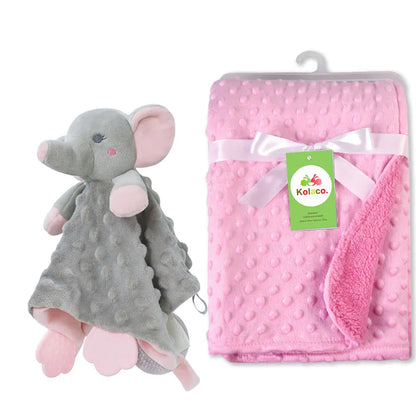 Couverture et doudou personnalisés avec prénom de bébé – Ensemble doux en minky à pois, 2-en-1, cadeau de naissance personnalisé pour garçons et filles