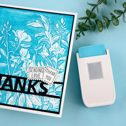 Perforadora de palanca para manualidades con diseño de sello postal rectangular de 1 x 0.8 pulgadas – Perforadora de papel para álbumes de recortes, tarjetas y manualidades de papel.