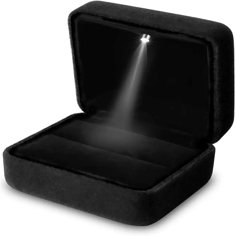 LED Velvet Jewelry Gift Box for Rings, Necklaces & Pendants – Luxury Lighted Proposal, Engagement & Wedding Display Case